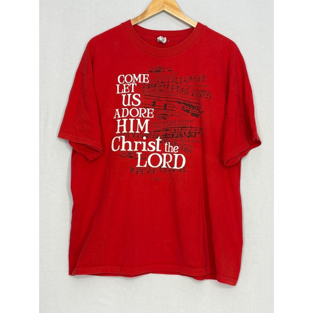 Come Let Us Adore Him‎ Christ The Lord T-Shirt Mens Red XL Graphic Ketusso